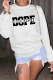 White Casual Daily Print Patchwork Letter O Neck Tops