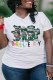 White Street Print Letter O Neck Plus Size Tops