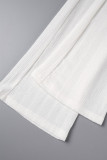 White Casual Solid Tassel Patchwork Asymmetrical O Neck Sleeveless Two Pieces