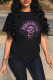 Black Street Vintage Print Patchwork O Neck T-Shirts