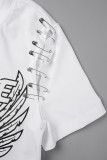 Grey Sexy Casual Print Frenulum Tops