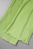 Rose Red Casual Solid Fold Reflective Spaghetti Strap Sleeveless Two Pieces