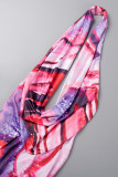 Multicolor Sexy Casual Print Backless Halter Sleeveless Dress Dresses