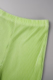 Rose Red Casual Solid Fold Reflective Spaghetti Strap Sleeveless Two Pieces