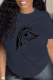 Navy Blue Daily Vintage Eyes Printed Patchwork O Neck T-Shirts