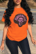 Orange Street Vintage Print Patchwork O Neck T-Shirts