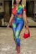 Multicolor Casual Print Patchwork Turndown Collar Short Sleeve Two Pieces