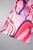 Multicolor Sexy Casual Print Backless Halter Sleeveless Dress Dresses