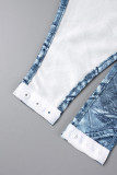 White Sexy Casual Print Patchwork O Neck Skinny Romper