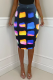 Colour Casual Color Lump Patchwork Contrast Regular Mid Waist Lantern Full Print Bottoms