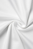 White Casual Solid Hollowed Out O Neck Short Sleeve Dress