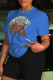 Royal Blue Casual Street Print Patchwork O Neck T-Shirts
