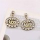 Gold Vintage Letter Pearl Rhinestone Earrings