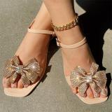 White Casual Patchwork With Bow Rhinestone Square Comfortable Out Door Shoes