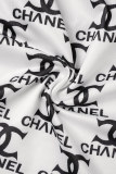 White Street Print Letter Spaghetti Strap Sleeveless Two Pieces