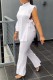 White Casual Solid Frenulum Turtleneck Sleeveless Two Pieces