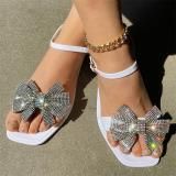 Apricot Casual Patchwork With Bow Rhinestone Square Comfortable Out Door Shoes