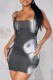 Black Sexy Casual Print Basic U Neck Sling Dress Dresses