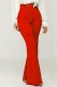 Red Casual Solid Patchwork Skinny High Waist Conventional Solid Color Trousers
