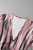 Brownness Sexy Casual Print Basic V Neck Long Sleeve Dresses