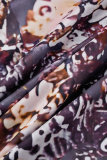 Multicolor Casual Print Basic O Neck Long Sleeve Two Pieces