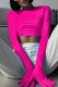 Rose Red Casual Solid Basic O Neck Tops