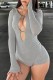 Grey Sexy Solid Hollowed Out O Neck Skinny Romper