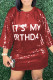 Red Casual Letter Print Sequins Patchwork O Neck One Step Skirt Dresses (Subject To The Actual Object )