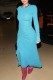 Blue Casual Solid Fold O Neck Long Sleeve Dresses