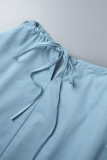 Light Blue Casual Solid Basic O Neck Sleeveless Dress Dresses