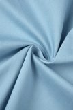 Light Blue Casual Solid Basic O Neck Sleeveless Dress Dresses