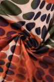 Colour Street Print Patchwork Mesh Turtleneck Long Sleeve Two Pieces