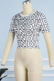 White Street Print Letter O Neck T-Shirts