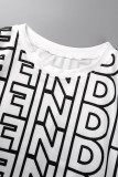 White Street Print Letter O Neck T-Shirts