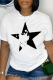 White Street Vintage Print Patchwork O Neck T-Shirts