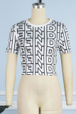 White Street Print Letter O Neck T-Shirts