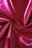 Rose Red Sexy Solid Hollowed Out Patchwork Oblique Collar Long Dress Dresses