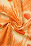 Orange Sexy Print Backless Spaghetti Strap Sleeveless Dress Dresses