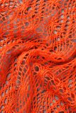 Orange Sexy Print Hollowed Out See-through Backless Halter Sleeveless Dress Dresses