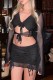 Black Sexy Solid Bandage Hollowed Out V Neck Long Sleeve Two Pieces