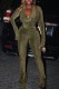 Gold Casual Solid Hollowed Out V Neck Long Sleeve Two Pieces