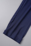 Blue Sexy Print Patchwork See-through Zipper O Neck Skinny Jumpsuits