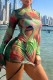Green Sexy Print Tie Dye Hollowed Out O Neck Long Sleeve Dresses (Subject To The Actual Object)