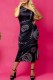 Black Elegant Figure Print Slit Letter One Shoulder One Step Skirt Dresses