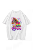 Black Casual Daily Print Letter O Neck T-Shirts