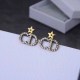 Gold Simplicity Letter Rhinestone Earrings