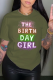 Army Green Street Daily Print Patchwork Letter O Neck T-Shirts
