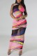 Multi-color Sexy Print Hollowed Out See-through Backless Asymmetrical Half A Turtleneck Sleeveless Three Piece Set