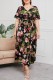 Black Casual Print Patchwork V Neck Long Dress Plus Size Dresses