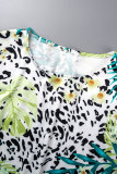 White Casual Print Basic O Neck Long Sleeve Two Pieces